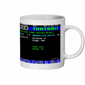 Arsenal v United 1999 FA Cup Semi Final Ceefax Style Mug left