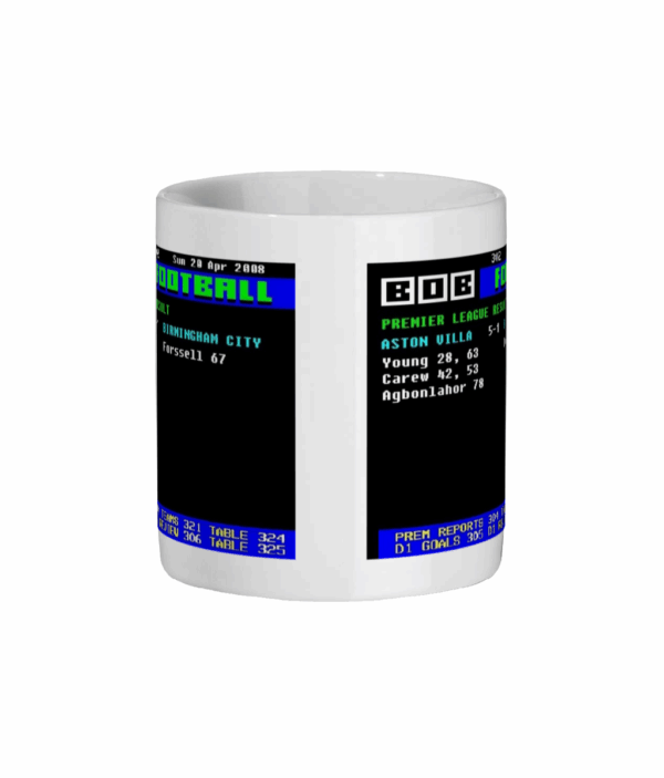 Aston Villa 5 - 1 Birmingham City 2008 Ceefax Style Mug front