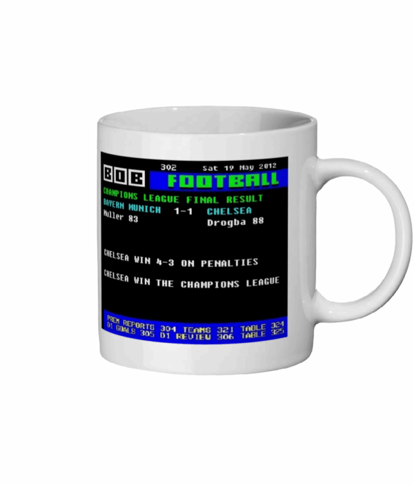 Bayern v Chelsea CL Final 2012 Ceefax Style Mug right