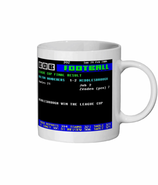 Bolton 1 V 2 Middlesbrough 2004 League Cup Final Ceefax Style Mug left