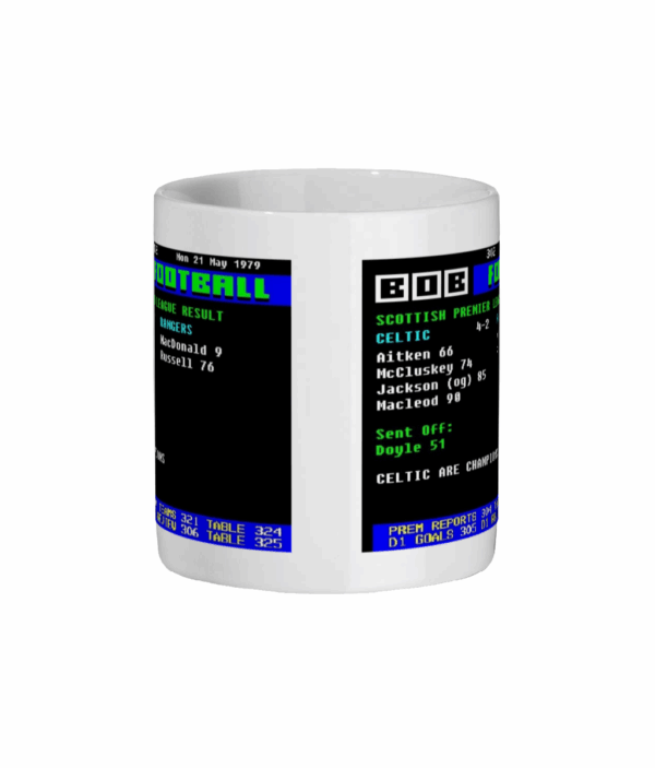 Celtic 4 v 2 Rangers 1979 Ceefax Style Mug front