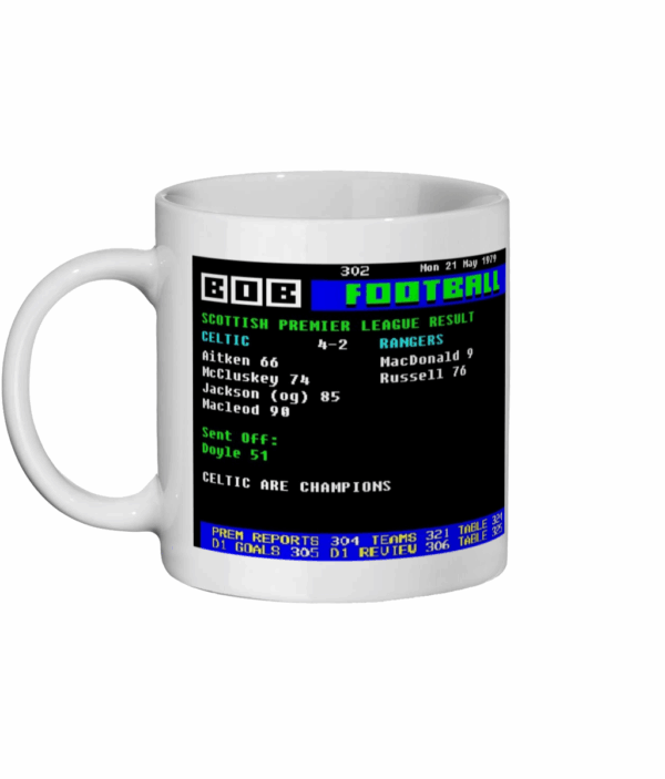 Celtic 4 v 2 Rangers 1979 Ceefax Style Mug left side