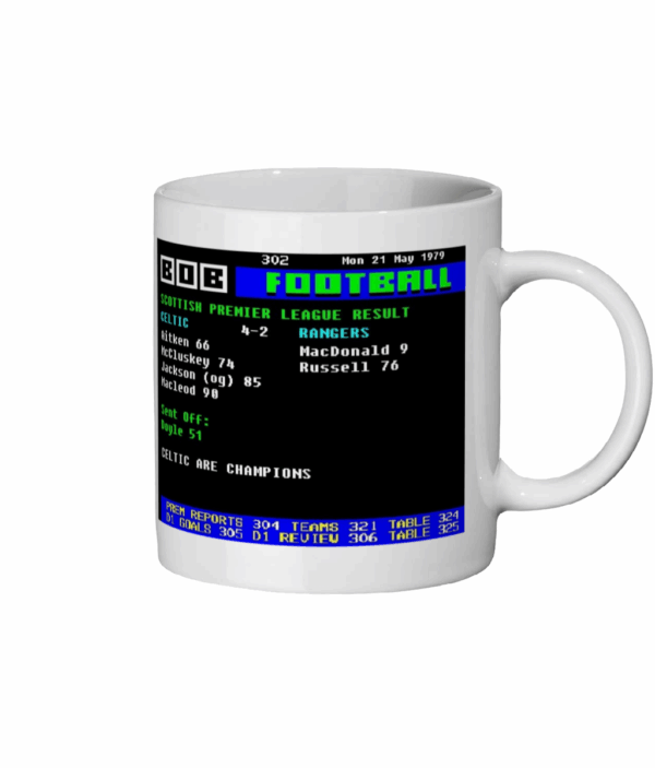Celtic 4 v 2 Rangers 1979 Ceefax Style Mug right side