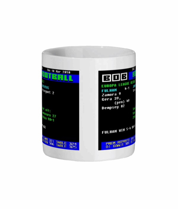 Fulham 4 V 1 Juventus 2010 Ceefax Style Mug 1