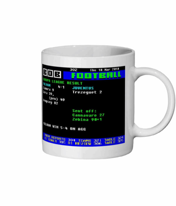 Fulham 4 V 1 Juventus 2010 Ceefax Style Mug 2