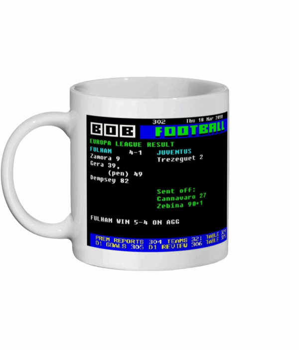 Fulham 4 V 1 Juventus 2010 Ceefax Style Mug
