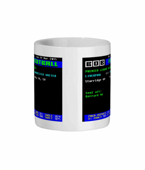 Liverpool 1 v 2 Manchester United 2015 Ceefax Style Mug front