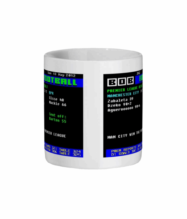 Man City 3 v 2 QPR 2012 Ceefax Style Mug front