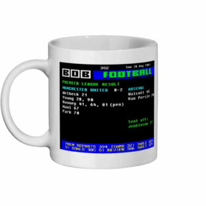 Manchester United 8-2 Arsenal 2011 Teletext Style Mug 1