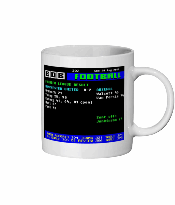 Manchester United 8-2 Arsenal 2011 Teletext Style Mug 3