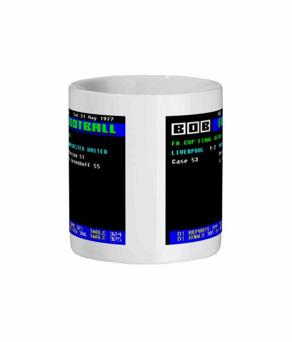 Manchester United v Liverpool 1977 FA Cup Final Teletext Mug front
