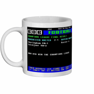 United v Bayern 1999 Final Teletext Style Mug 1