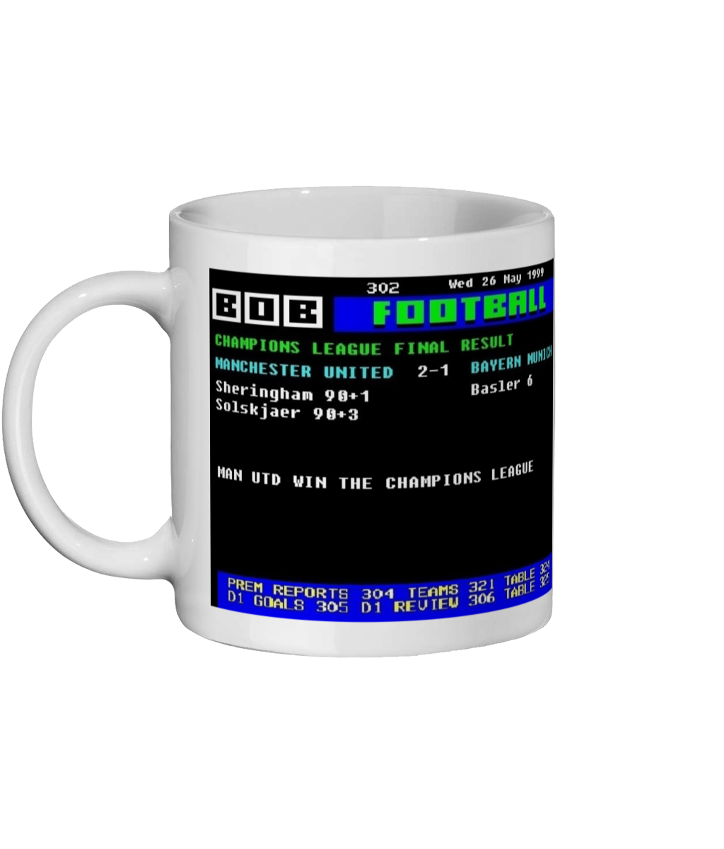 United v Bayern 1999 Final Teletext Style Mug 1