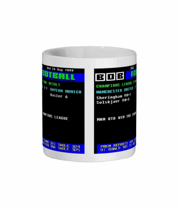 United v Bayern 1999 Final Teletext Style Mug 2