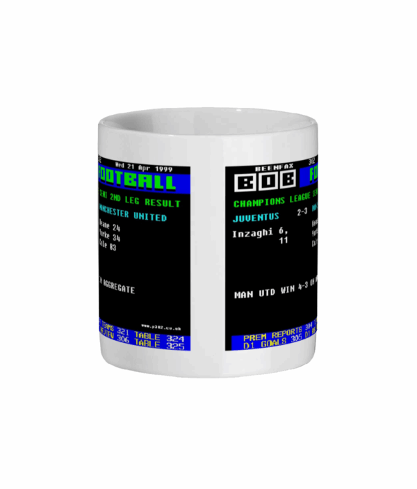 United v Juventus 1999 Semi Final Teletext Mug front