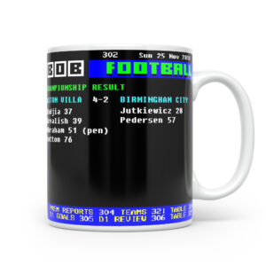Villa 4-2 Birmingham 2018 Retro Ceefax Style Mug
