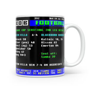 Villa 6-4 Blackburn 2010 Retro Ceefax Style Mug