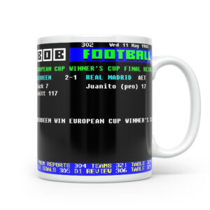 Aberdeen 2-1 Real Madrid 11th May 1988 Retro Ceefax Style Mug
