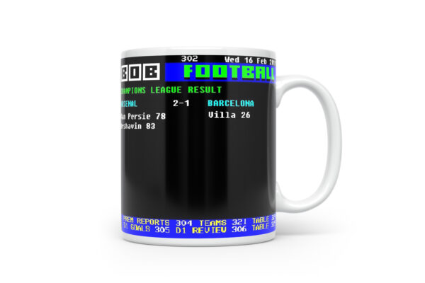 Arsenal 2-1 Barcelona 2011 Retro Ceefax Style Mug