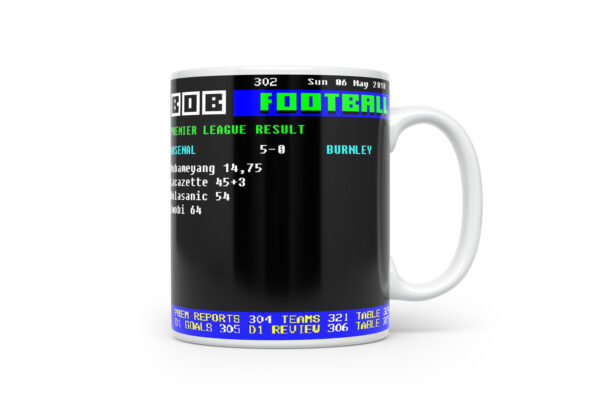 Arsenal 5-0 Burnley Retro Ceefax Style Mug - 6th May 2018
