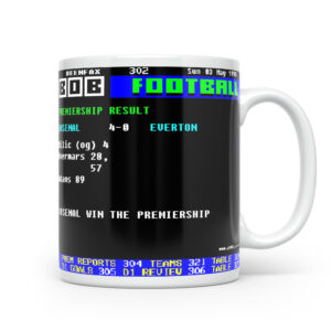 Arsenal v Everton ceefax style mug for when Arsenal won the league in 1998