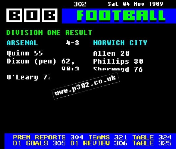 Arsenal 4-3 Norwich 4/11/1989 City Retro Ceefax Style Mug - Image 2