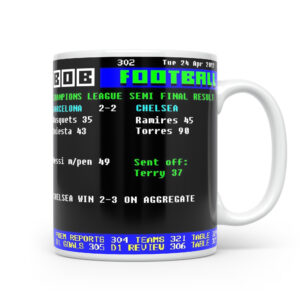 Barcelona 2-2 Chelsea 2012 Retro Ceefax Style Mug