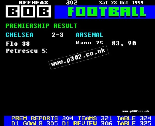 Chelsea 2-3 Arsenal 1999 Retro Ceefax Style Mug - Image 2