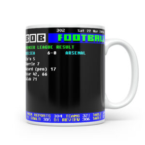 Chelsea 6-0 Arsenal Retro Ceefax Style Mug