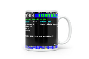 Chelsea 4-2 Barcelona Retro Ceefax Style Mug