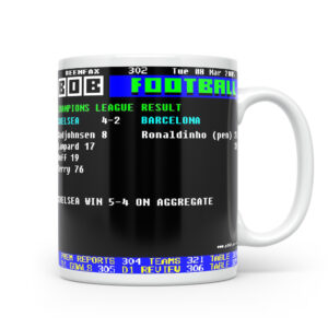 Chelsea 4-2 Barcelona Retro Ceefax Style Mug