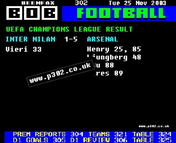 Inter Milan 1-5 Arsenal 2003 Retro Ceefax Style Mug - Image 2