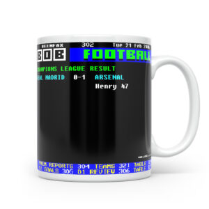 Real Madrid 0-1 Arsenal 2006 Retro Ceefax Style Mug