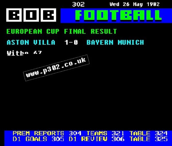 Villa 1-0 Bayern 1982 Retro Ceefax Style Mug - Image 2